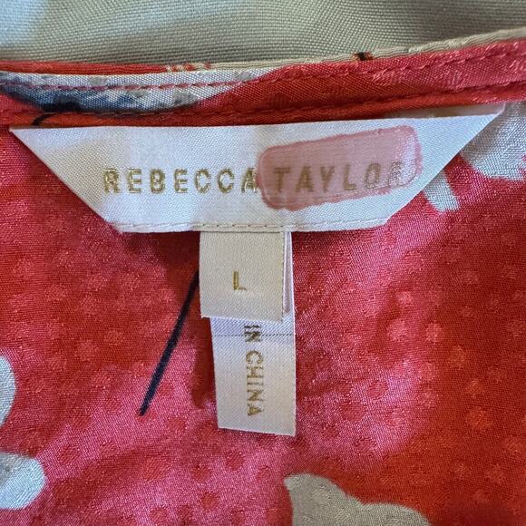 Rebecca Taylor Daniella Smocked Floral Silk Button Down Midi Dress - L - Picture 8 of 10